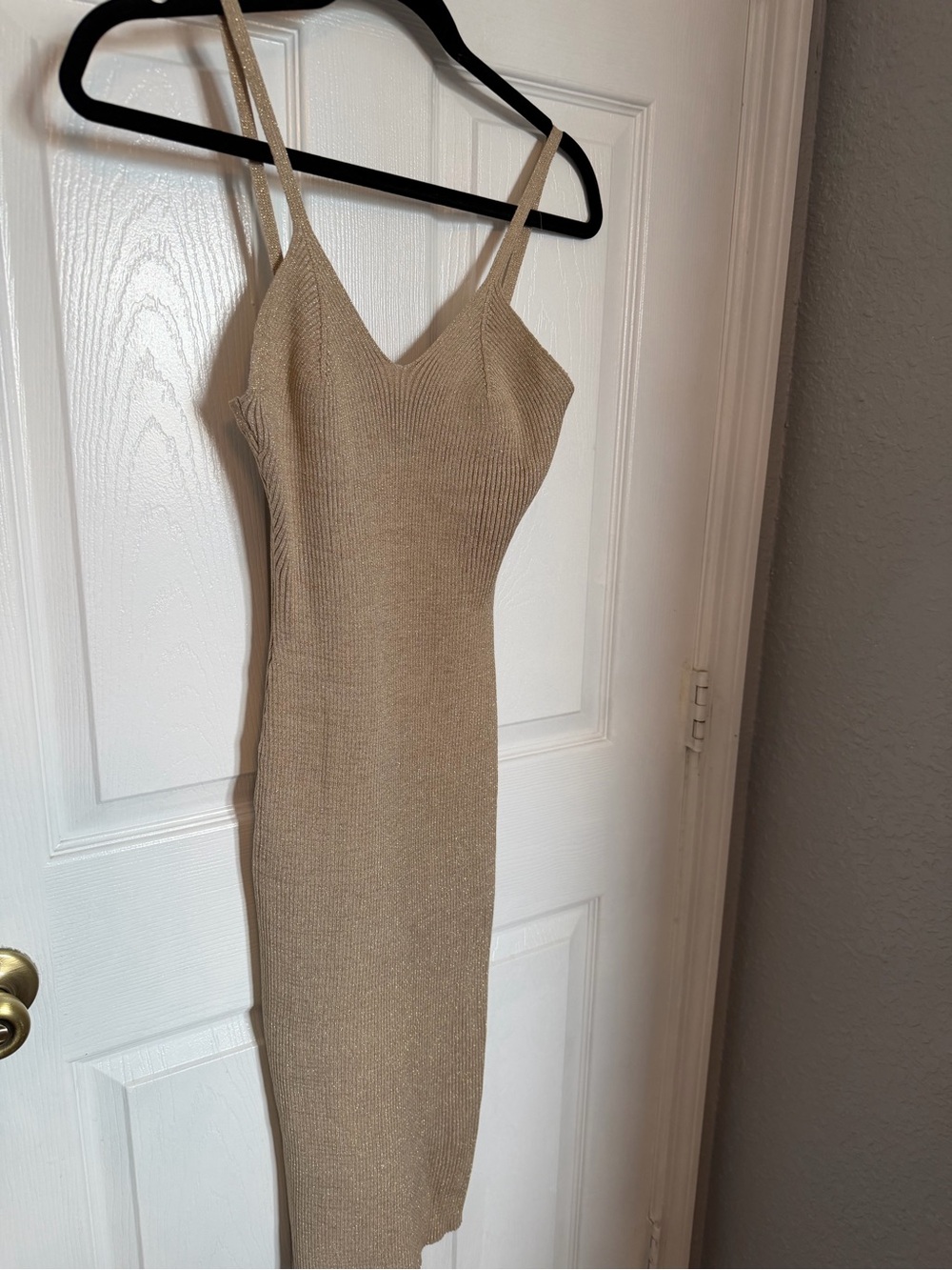 Sleeveless Knit Bodycon Dress in Gold